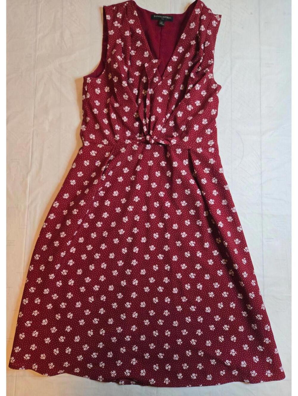Banana Republic Sleeveless Burgundy Floral Dress Size 2